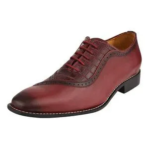 LIBERTYZENO Mens Burgundy Croco 2 Dress Shoes LIBERTYZENO Mens Genuine Leather Male Oxford Style Lace Up  main image 3